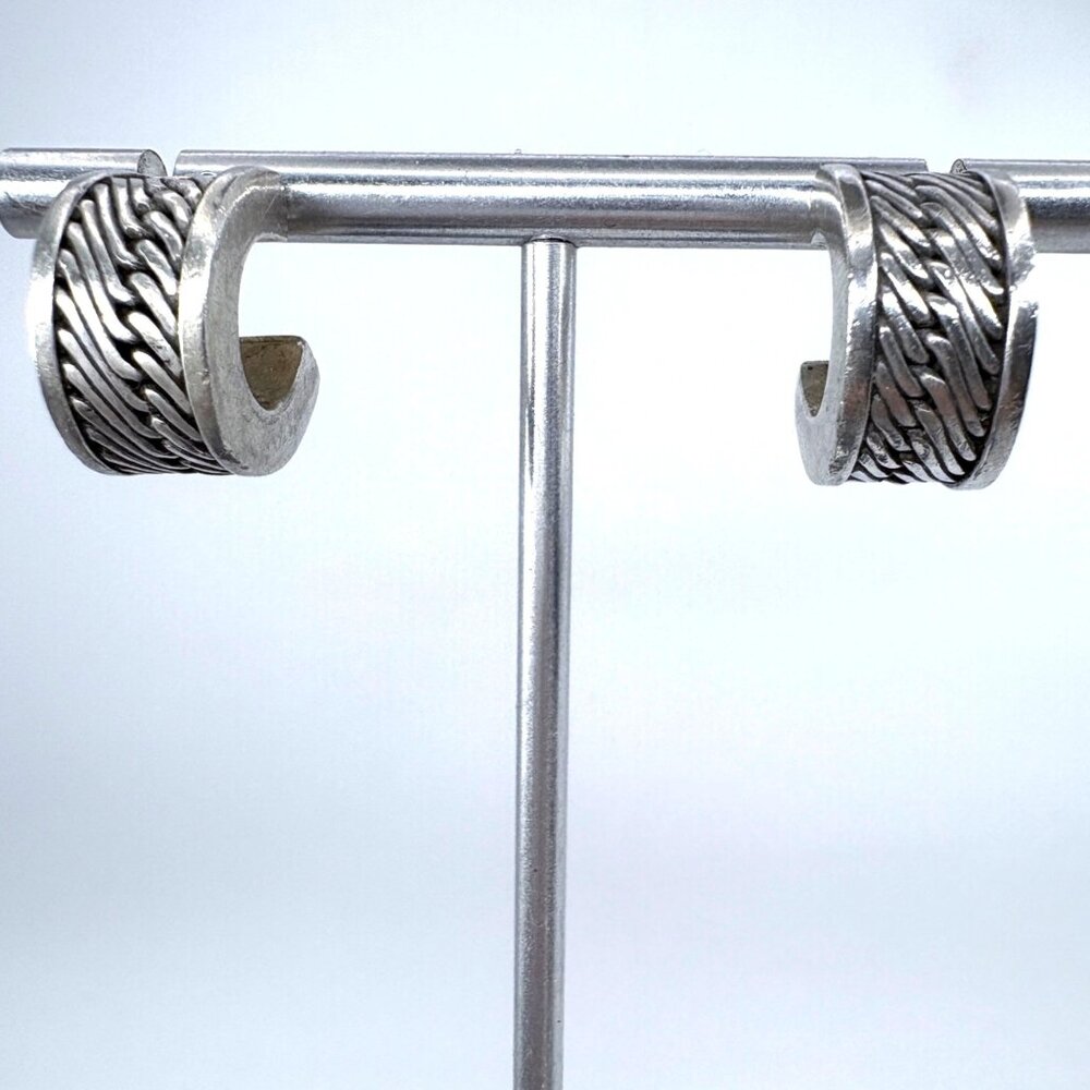 VTG Lois Hill Sterling Silver 925 Woven Design Earrings Size 0.75" Length